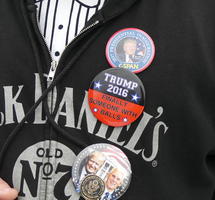 Button reading: “Trump 2016 Finally someone with balls”