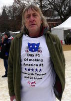 Shirt with picture of cat: “Day #1 Of making America #1. Now Grab Yourself And Go Home.”
