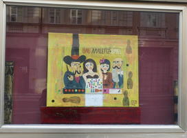 Painting of stereotypical wild west characters; text reads “Das Malefiz Spiel”