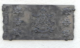 Plaque with city seal and year 1869