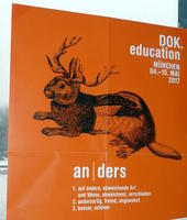 Poster with illustration of blend of rabbit, deer, and some other flat-tailed animal