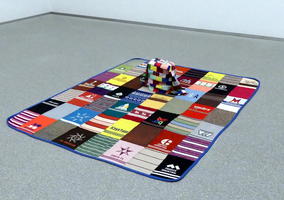 Quilt made of towels from ski areas
