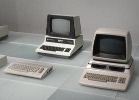 Early commodore computers with monitor built into body of machine