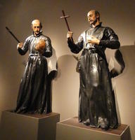 Sculptures of two saints in priestly garb