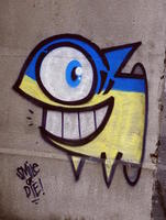 Blue and yellow smiling fish