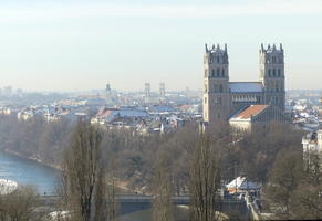 View of towers and Isar river