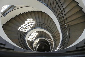 Looking down well of spiral staircase