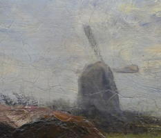 Closeup of windmill showing brush strokes