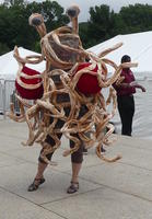Person in flying spaghetti monster costume
