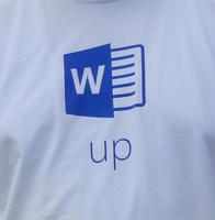 T-shirt with Microsoft Word icon, and word “UP” printed below it.