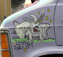 Cartoon rabbit with horns