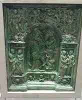 Green tile in medieval motif