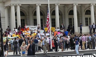 Protestors in front of NY City Hall