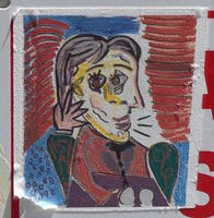 Sticker of man in style of Picasso