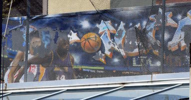 Wall painting of basketball players
