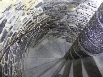 view down spiral stairs