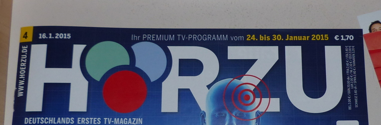 TV magazine Hörzu (Check It Out) using RGB circles for the umlaut-o.