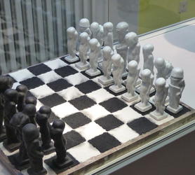 chess set with sad figures