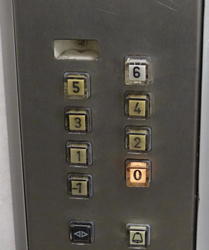 Elevator panel showing -1 for basement