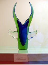 Blue and green horned vase