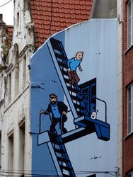 tintin painted on side of building