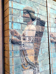 Painted relief sculpture of Persian archer