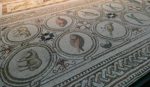 mosaic of animals and fishes