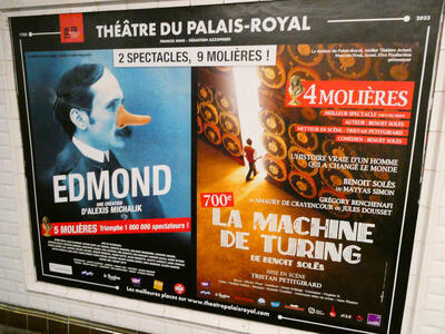 Posters for plays about Edmond Rostand and Alan Turing