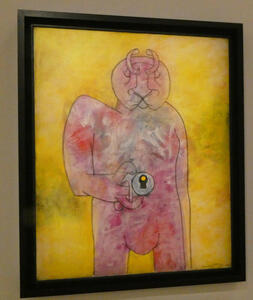 abstract man in pink