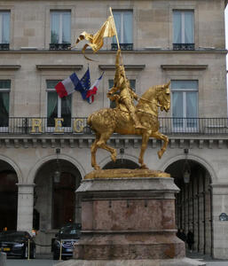gold statue of knight on horseback