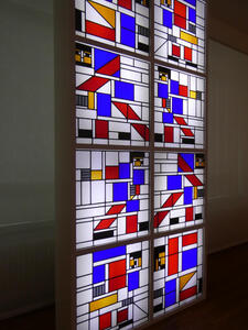 stained glass with abstract geometric forms