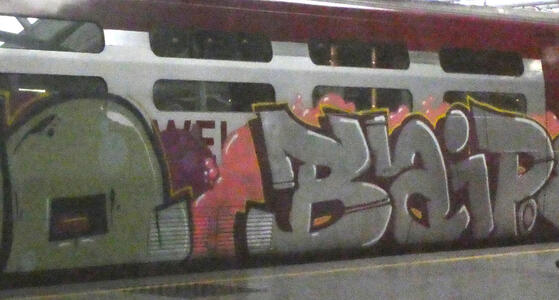graffiti on side of train car