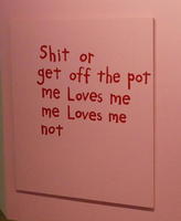 Shit or / get off the pot / me loves me / me loves me / not