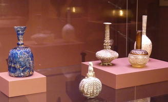 Glass bottles and vases in Islamic style