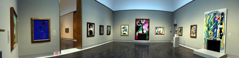 Panoramic view of modern art gallery