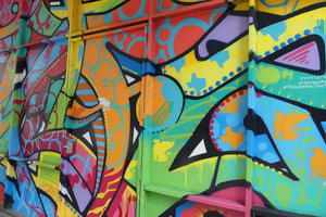 Graffitti-style art on side of building