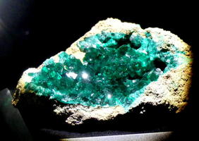 Green crystals in geode