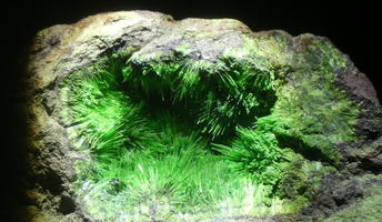 Feathery green crystals