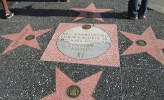 Apollo XI astronauts' names on Hollywood walk of fame.