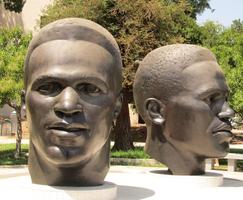Two large busts of Jackie Robinson