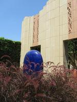 “Ayama (Blue Iris)”, a large blue elliptical sculpture