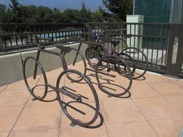 Bicycle racks in the shape of bicycles