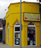 Bright yellow-painted building
