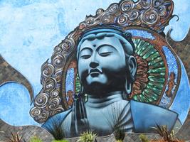 Mural of blue buddha