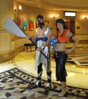 Vulkan warrior (“Amok Time”) and woman in orange halter top
