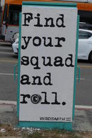 Poster on utility box: Find your squad and roll (WRDSMTH)