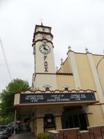 Front of Fox theater with clock tower