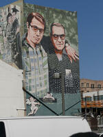 Large wall painting of Edward James Olmos and Jaime Escalante