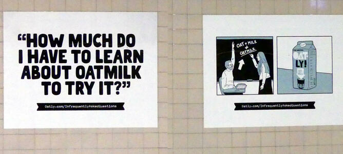 How much do I have to learn about Oatmilk to try it? (Picture shows blackboard with Oat + milk ≠ oatmilk)