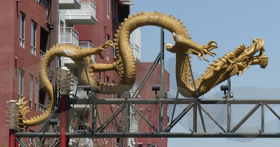 Golden dragon at entrance to Chinatown